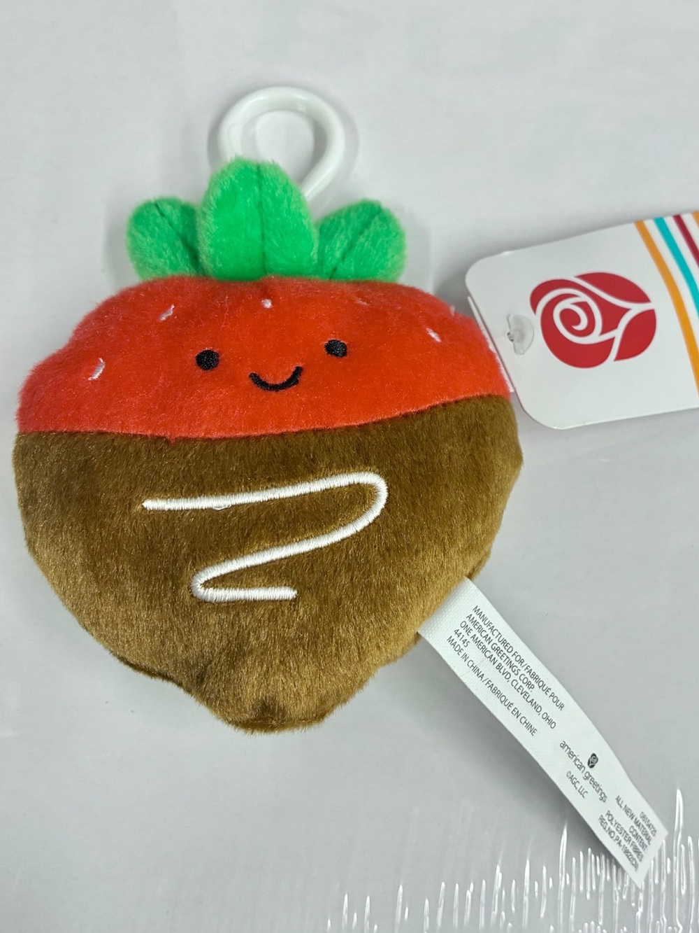 🍭$5🍭NEW AMERICAN GREETINGS Strawberry Backpack Clip Plush Toy w/ Clip Red